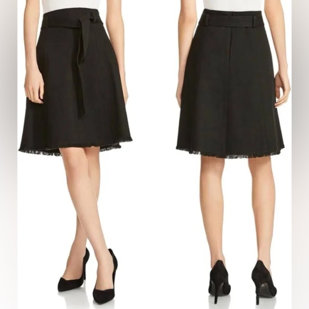 Maje Jibella black frayed denim skirt size 40